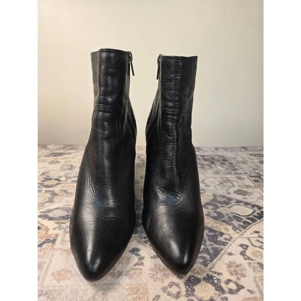 Frye Reina Wedge Ankle Boot Black Leather Women's Size 8.5